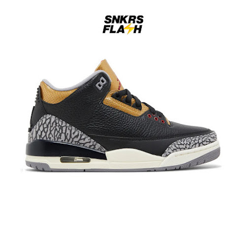 AIR JORDAN 3 Retro Black Cement Gold Sepatu Sneakers Wanita - CK9246067 - Size 39