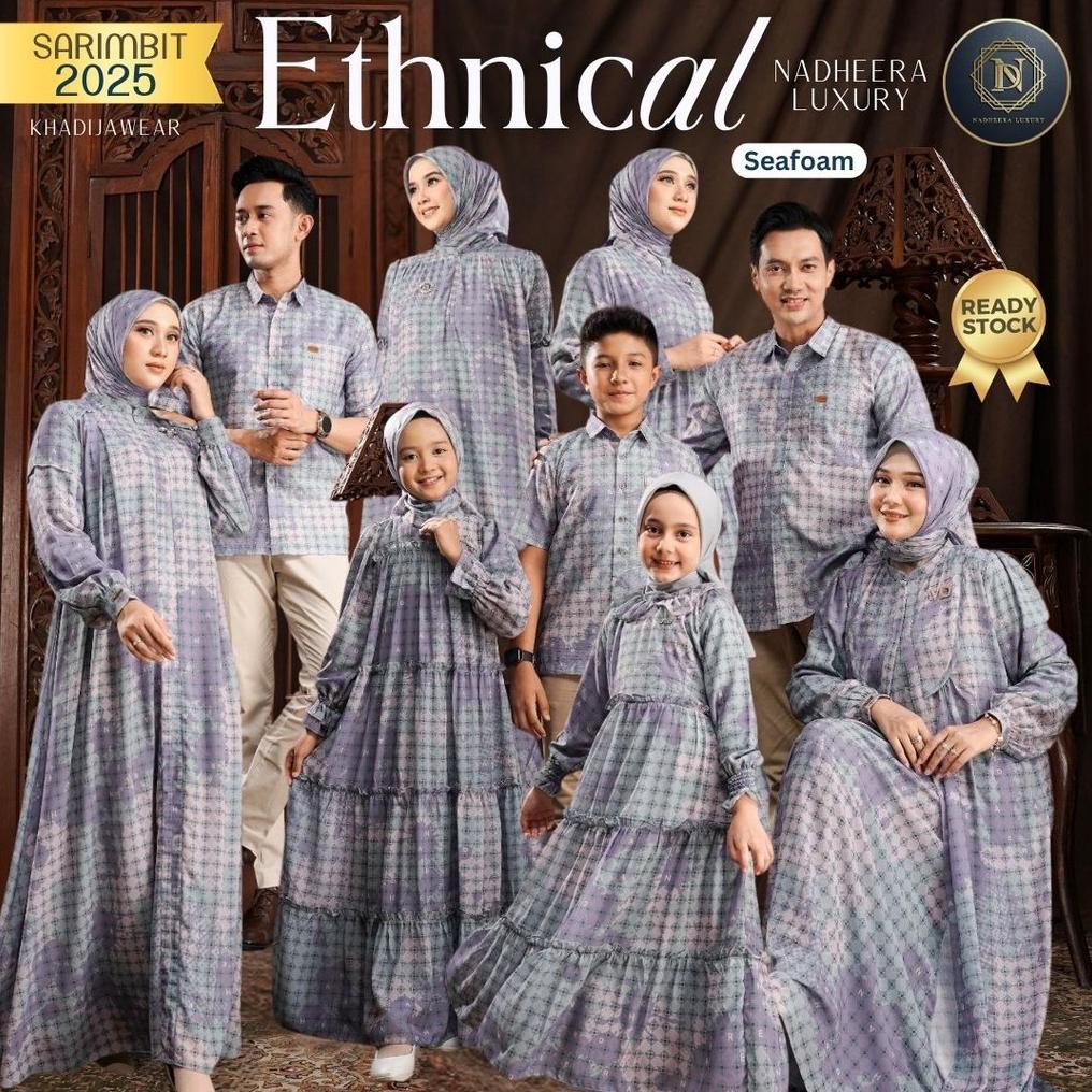 ETHNICAL SEAFOAM FAMILY NADHEERA LUXURY SARIMBIT 2025 COUPLE LEBARAN TERBARU ETHNICAL NADHERA BIRU A