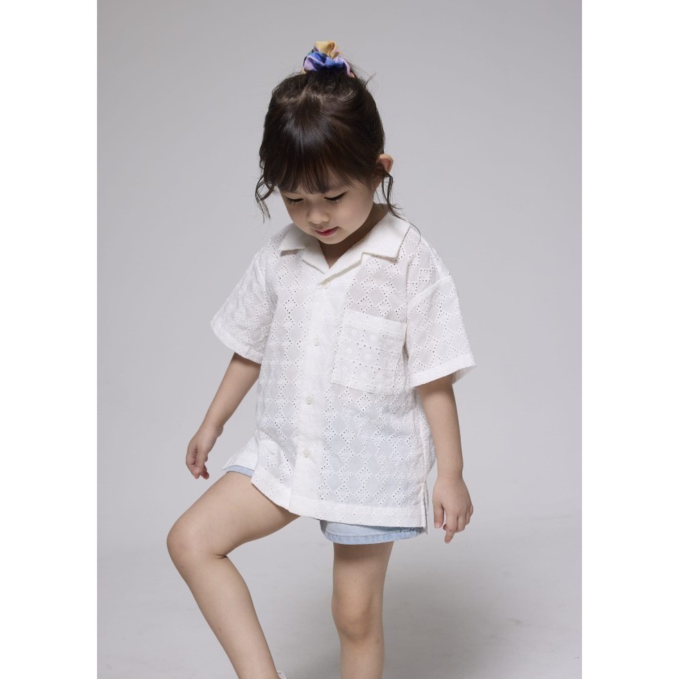 Love Bonito - Atasan Wanita - Kids' Broderie Relaxed Collared Shirt - White