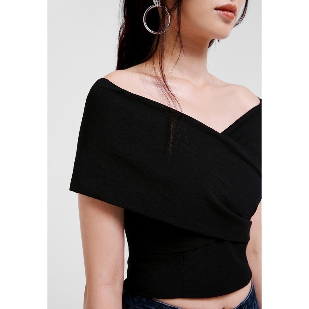 Love, Bonito - Tyara Off-Shoulder Foldover Top - Black