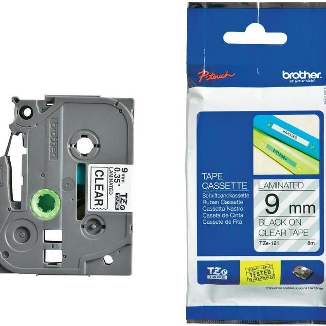 

Brother Label Tape TZe-121 9mm Black On Clear / Catrigde TZe 121