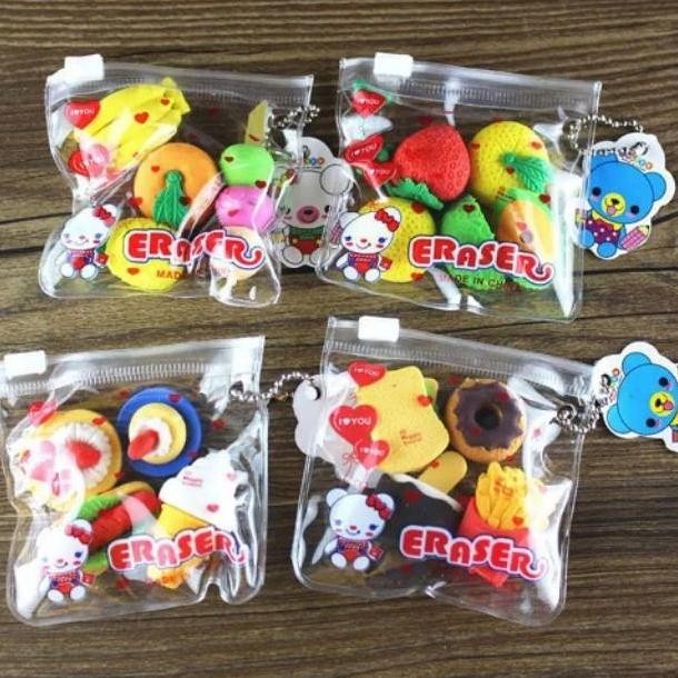 

Joeraganlapak 1Set Pencil Eraser Food Fruit Penghapus Pensil Bentuk Buah Dan Makanan Stok