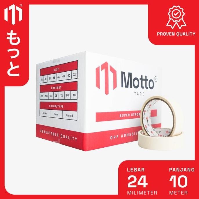 

Lakban Kertas/Masking Tape Cream 24Mm X 10 Meter - Dus 144 Pcs - Motto Co