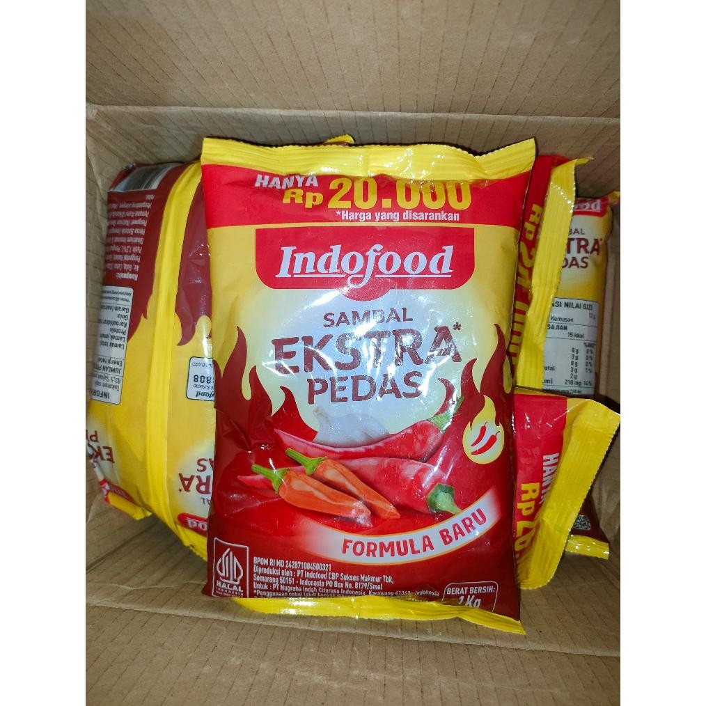 

Indofood Sambal Extra Pedas Pillow 1Kg Asli RB10