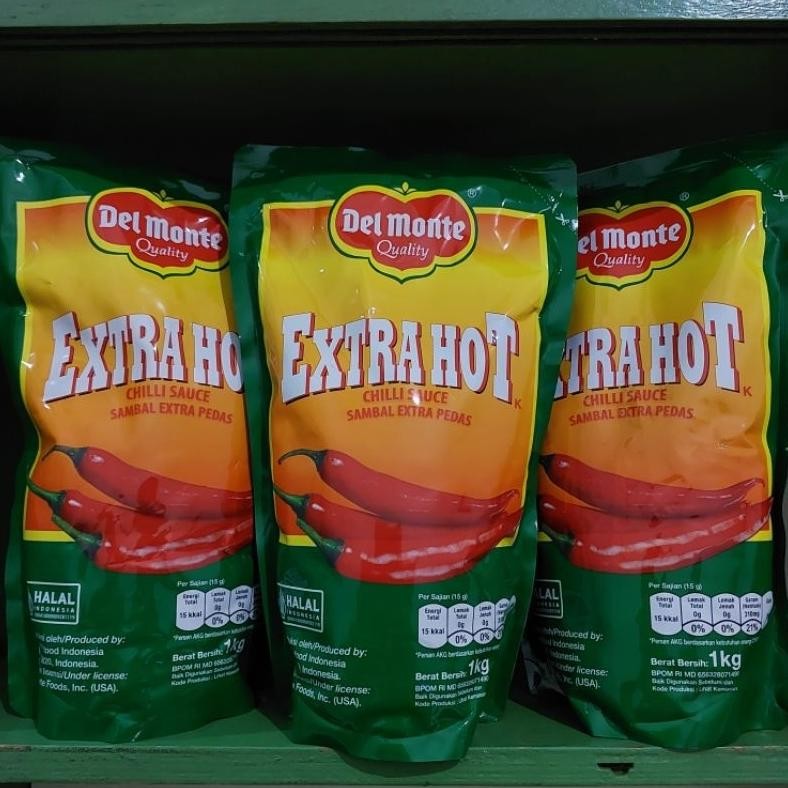 

Delmonte Saus Sambal Del monte 1kg / Delmonte Extra Hot Pouch 1 kg RB10