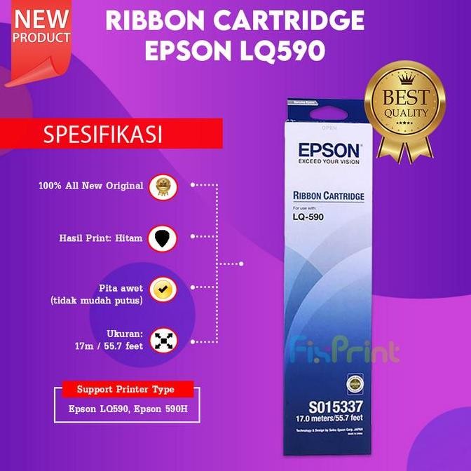 Terlaris Epson LQ-590 LQ-590H Ribbon Catridge Original LQ590 LQ590H Pita Hitam SALE