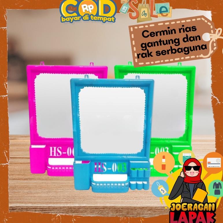 Kaca Rias - Cermin Gantung Tembok Dan Rak Plastik Dinding Makeup Kamar Mandi Kosmetik Mirror Stok