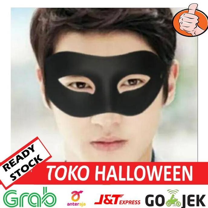 TOPENG HITAM PRIA SETENGAH WAJAH MASQURADE ZORO MASK TOPENG BANDIT