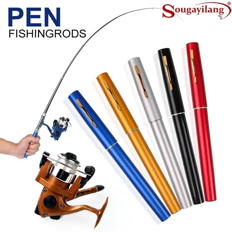 Kmb_12 Sougayilang Fishing Set 5 Warna Skala Kecil Aluminum Alloy Saku Bentuk Pena Teleskopik Joran 