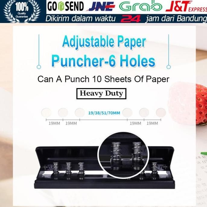 

Adjustable 6 Lobang Pembolong Kertas / Pelubang Kertas 6 Hole Punch Perforator Utk A4 A5 B5 Notebook Co