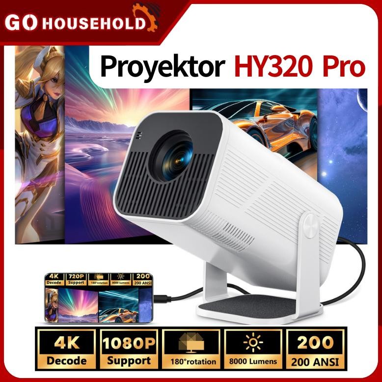 NEW HY320pro AMX500 Portable Android WiFi Smart Proyektor 390 ANSI Lumens Bioskop Bluetooth