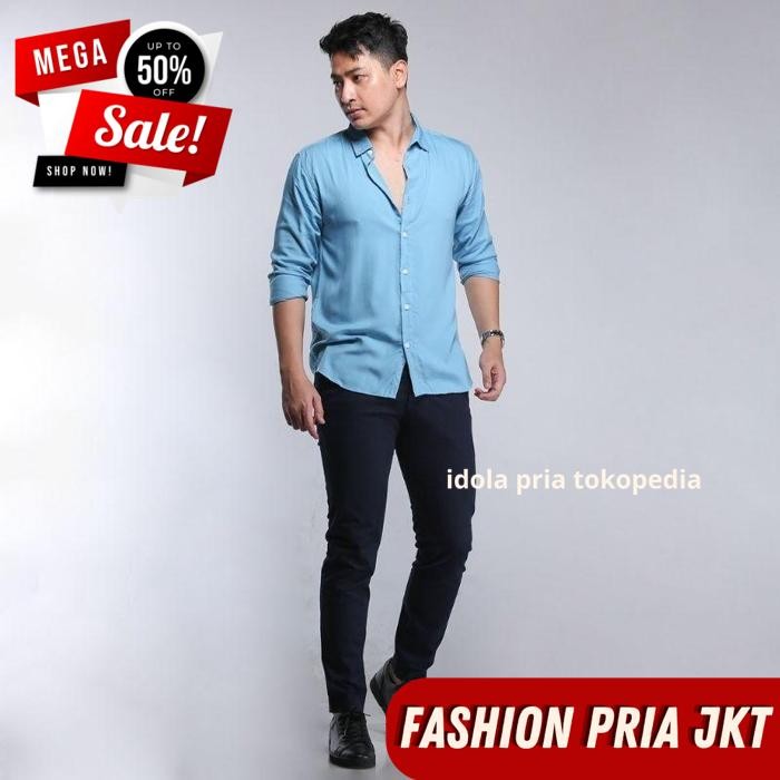 KEMEJA POLOS PREMIUM BLUE ICE / KEMEJA POLOS PREMIUM BLUE ICE BAHAN BERKUALITAS TINGGI 
