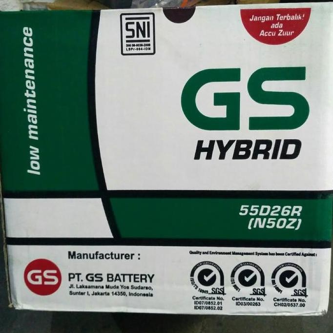 . aki mobil / Battery GS astra type hybrid N50Z 12volt - 60amper