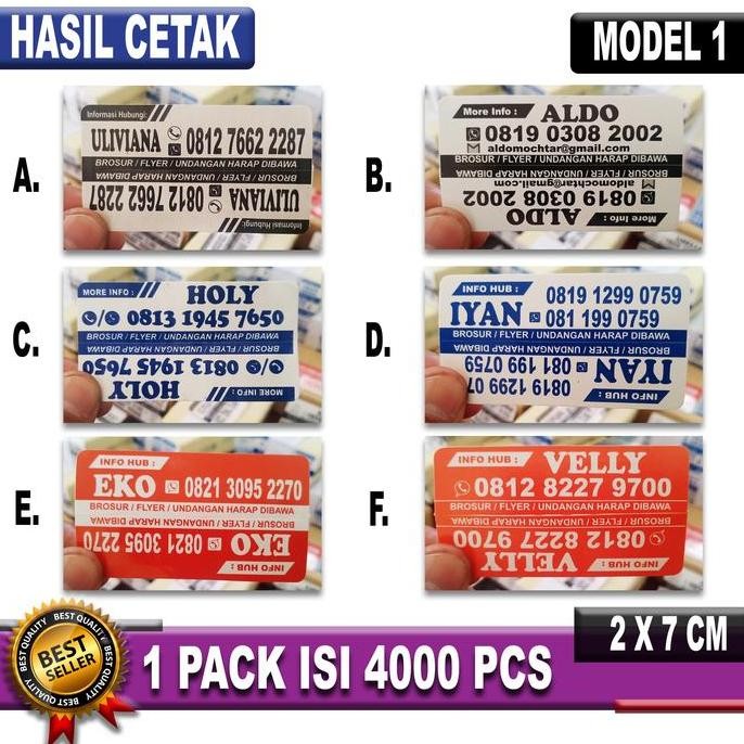 

Label/sticker nama utk marketing property/mobil isi 4000 pcs/Set
