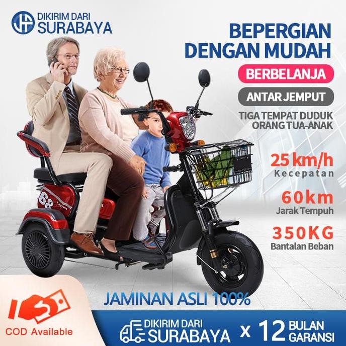 NEW JF Sepeda roda tiga listrik/Sepeda motor roda 3/skuter untuk lansia