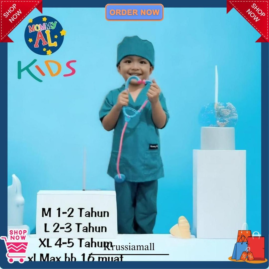 Baju  Dokter Anak Oka 1-10 Tahun/Baju Anak Dokter Anak Perempuan/Baju Anak Dokter Anak Laki Laki/Dok
