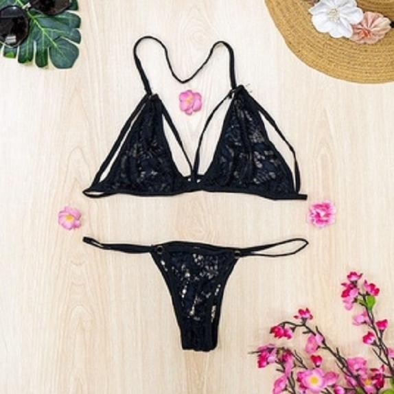 SET BRA & CD LINGERIE BRUKAT RENDA 3 WARNA MODEL TRANSPARANT