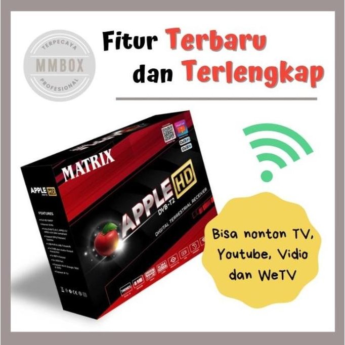 TERMURAH - Set Top Box DVBT2 Matrix Apple HD New Merah (Youtube)