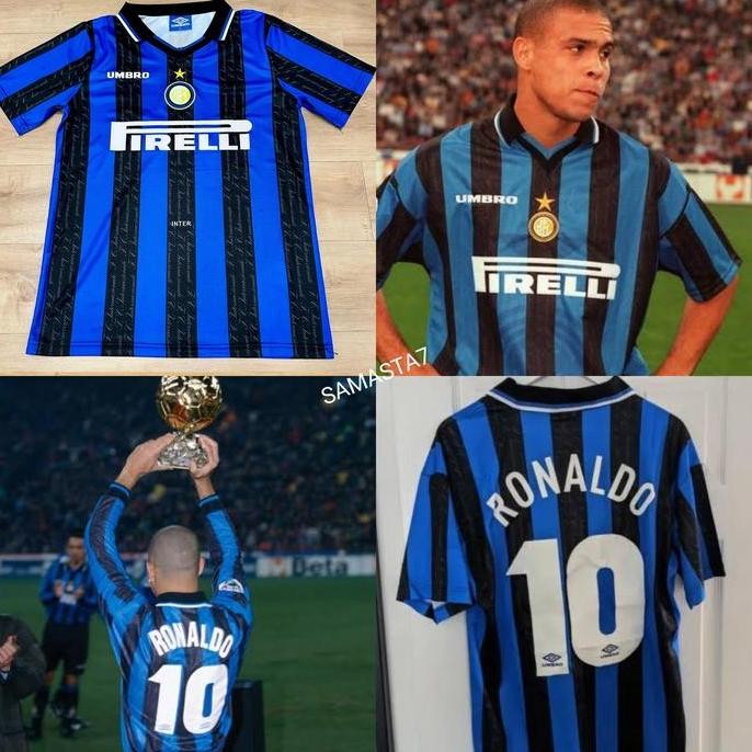 TERLARIS - JERSEY BAJU BOLA RETRO INTER HOME 1996/1997 + NAMESET GRADE ORI