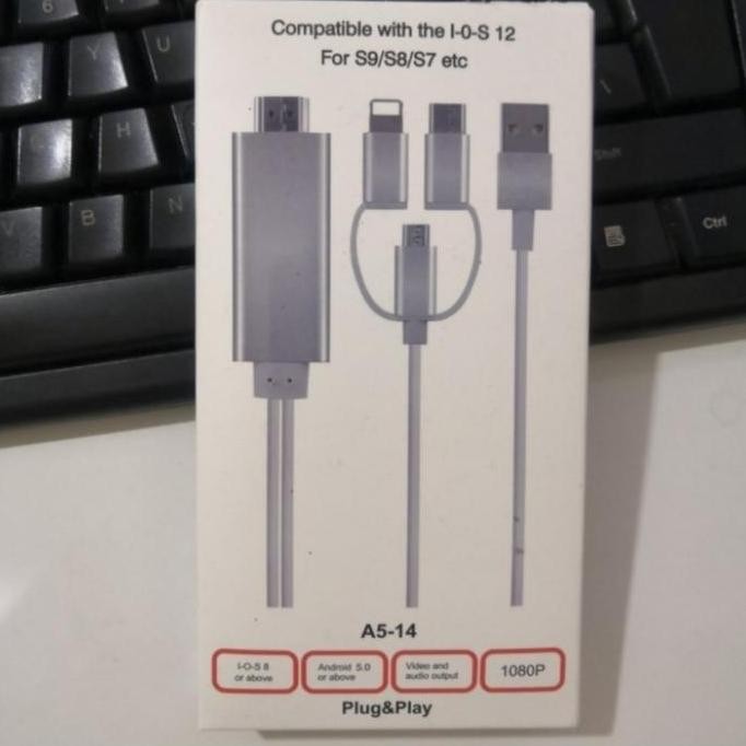 BEBAS ONGKIR - Kabel Mirascreen / Kabel Mirroring HP ke TV / Support Semua HP non MHL