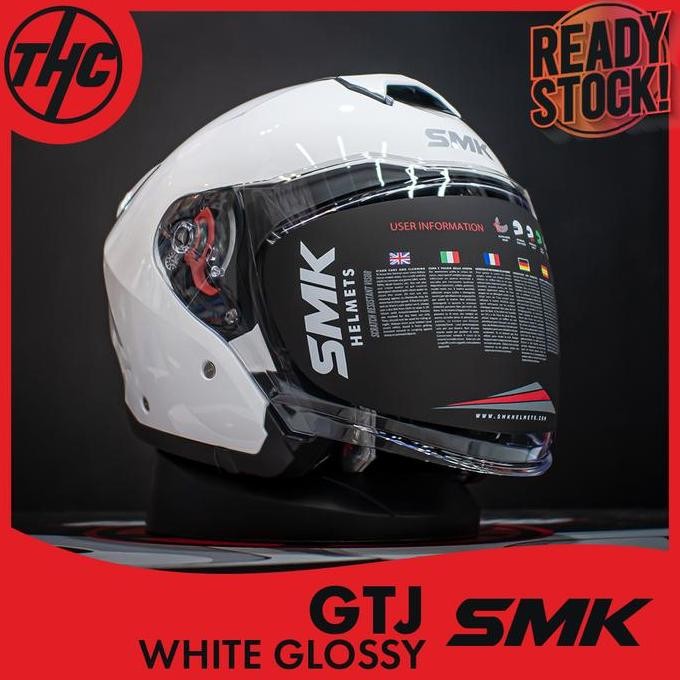 BEBAS ONGKIR - HELM SMK GTJ WHITE GLOSSY HALF FACE HELMET SMK