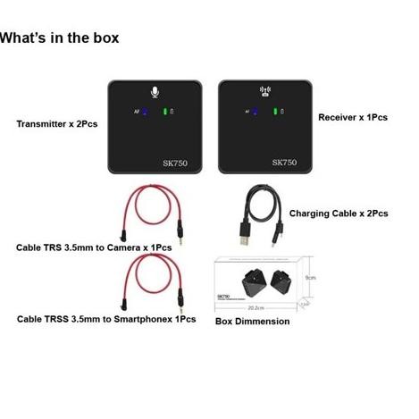 Mini Wireless Microphone SK750 - 2 Transmitter 1 Receiver ZU11