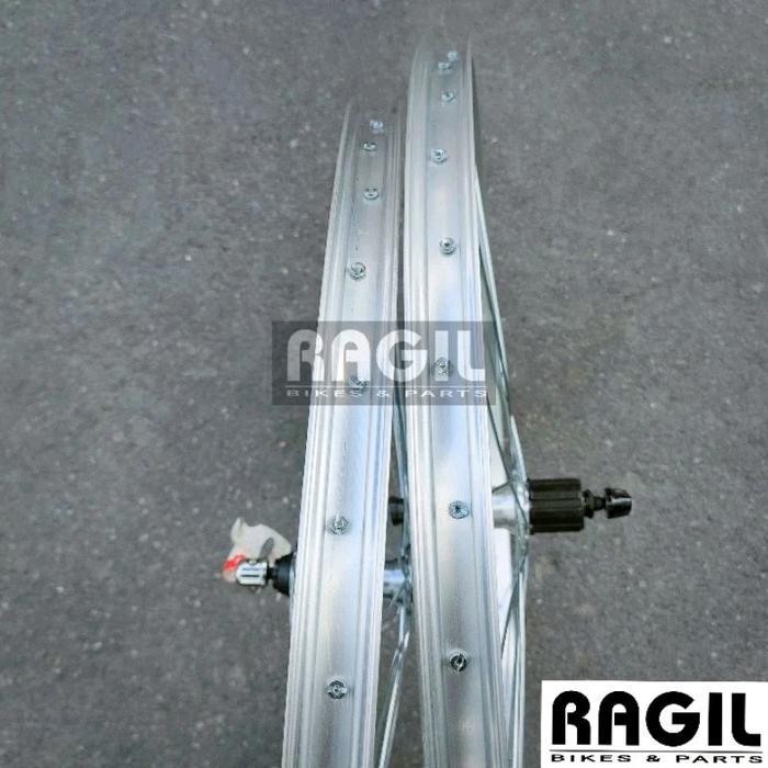 Wheelset Sepeda 26 Araya Velg Rims Rim Vp21 Alloy Silver Hitam Lubang Hole 36 36H Hub Freehub Acera 