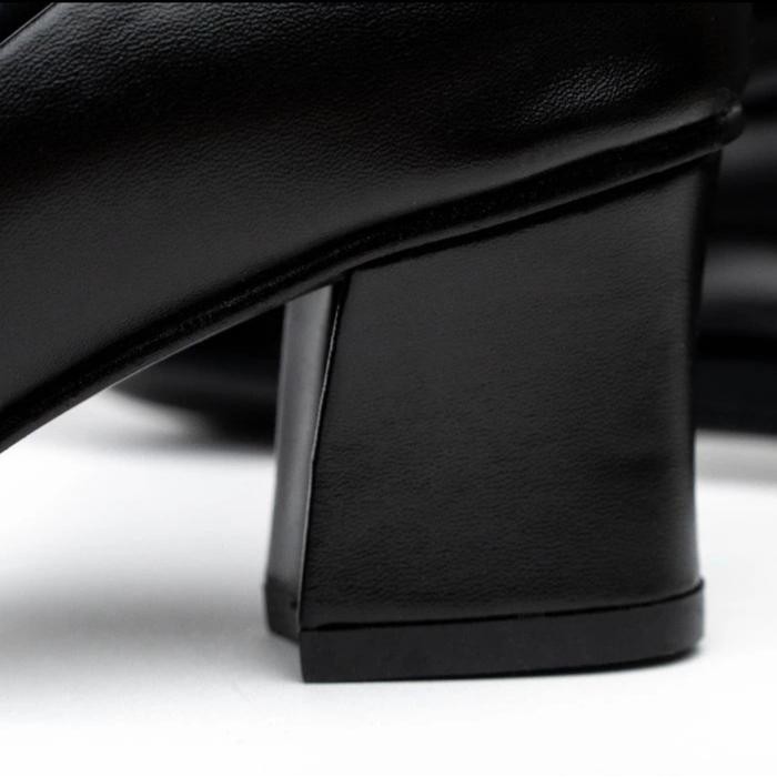 Sepatu Pantofel Kerja Wanita 5Cm Shoes Heels Canvas Hitam