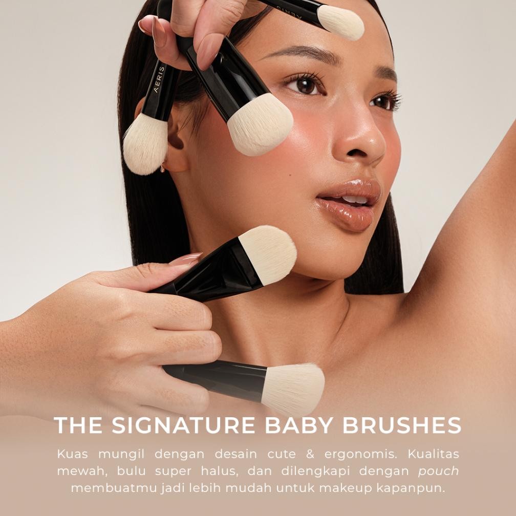 

baru aeris beaut the signature baby brush | kuas makeup mini multifungsi travel untuk bedak, foundation, concealer