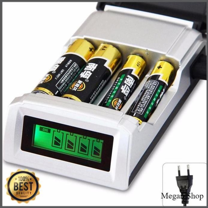 baru Charger Baterai Smart Intelligent LCD 4 Slot Ukuran AA dan AAA Bisa Cas Baterai Alkaline Jam