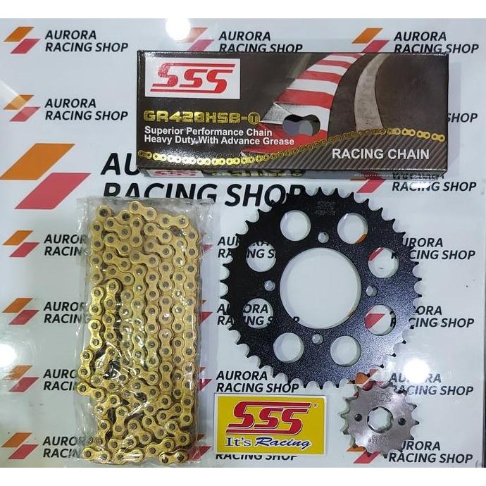 . GEAR SET SSS BLACK RX KING / JUPITER Z / F1ZR & RANTAI SSS 428 HSBT