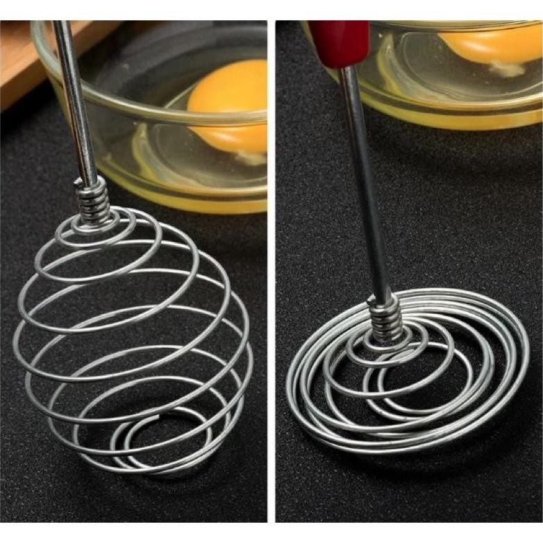 Kocokan Pengaduk Telur Adonan Kue Pengocok Ukuran Kecil Besar Spiral Manual Besi Plastik Spaylater 0