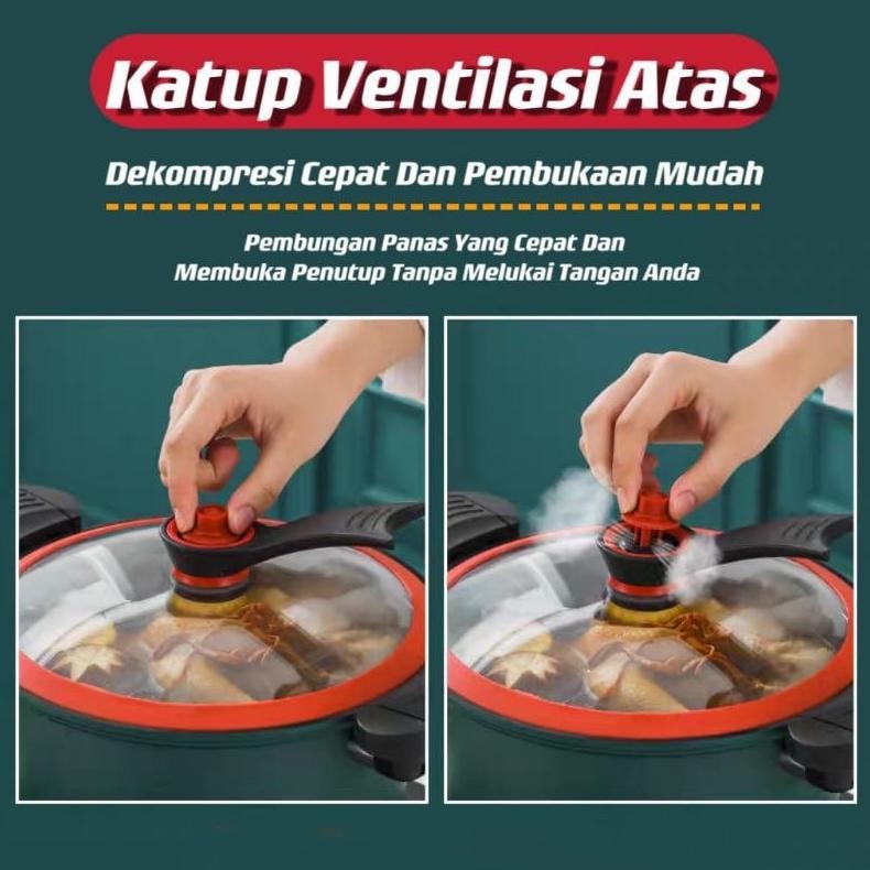 Panci Presto Steamer Anti Lengket 22/24 Cm 3,5L Liter Pressure Cooker Pot Qme Sqrs Omicko Stok Baru