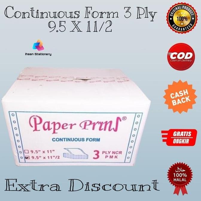 

NEW Continuous Form 3 ply 9,5 x 11/2 Paper Prins