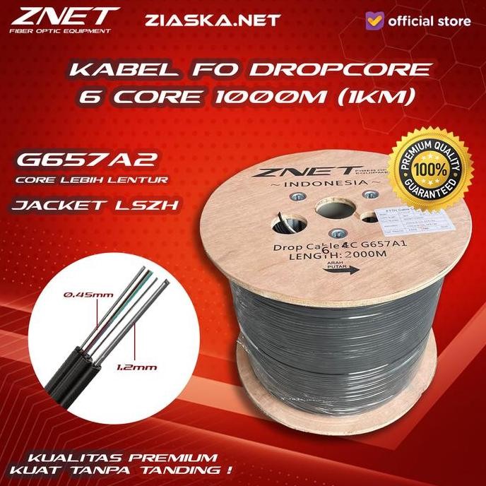 TERLARIS - KABEL FIBER OPTIC 6 CORE 3 SELING KAWAT 1000 METER DROPCORE DC 6 CORE