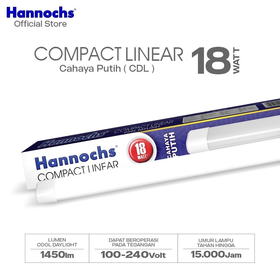 Hannochs Lampu TL LED T8 Compact ar 18 Watt Cahaya Putih