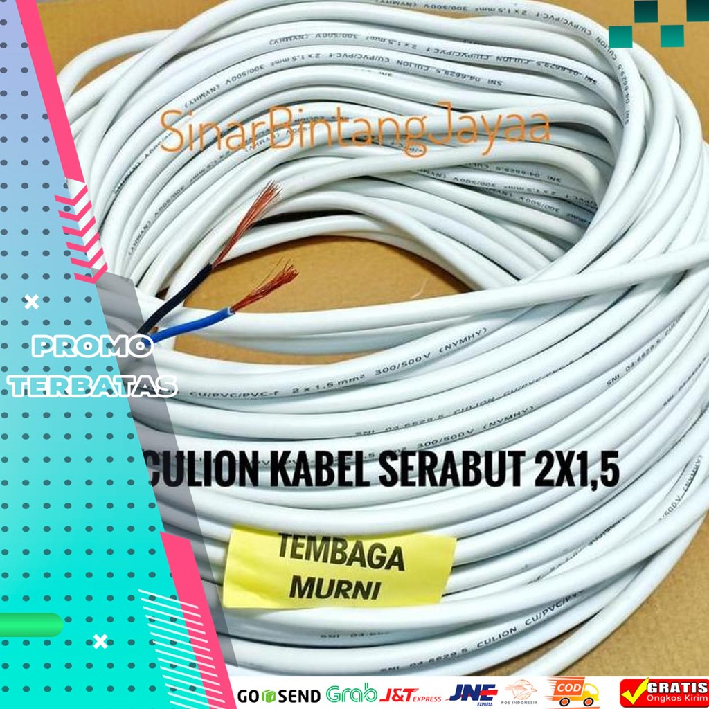 CULION KABEL LISTRIK SERABUT TEMBAGA MURNI HYO 2X1.5 ECERAN PERMETER