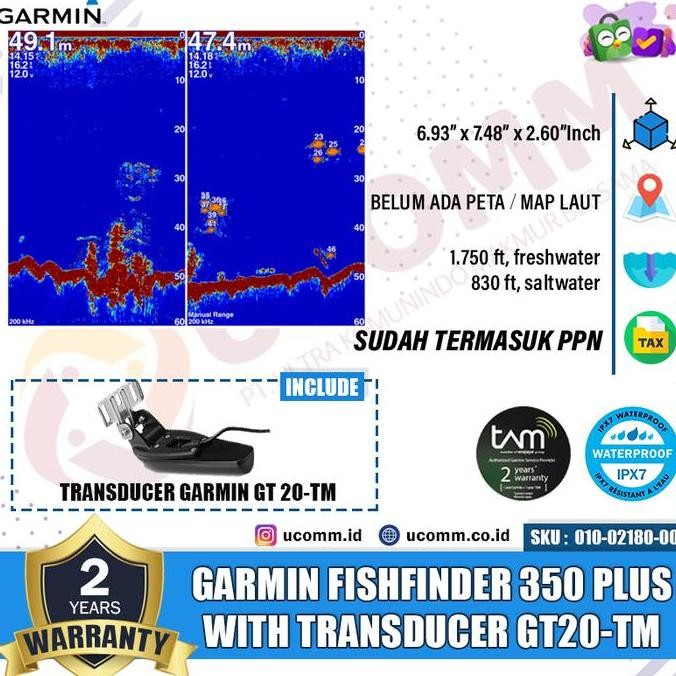 GARMIN FISH FINDER 350PLUS FF 350 PLUS FISHFINDER 350 SONAR IKAN GT20
