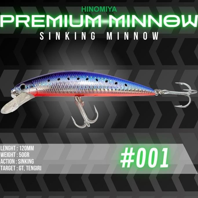 TERBARU - Umpan HINOMIYA Premium Minnow Sinking 12cm 50gr Mancing Ikan Tengiri GT Pancing Laut Jig