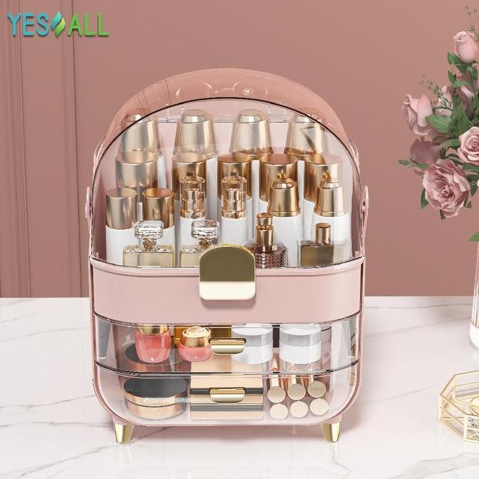 Yesall Rak Skincare Portable Aesthetic Anti Debu Serbaguna - Rak Makeup Kosmetik Estetik Transparan 