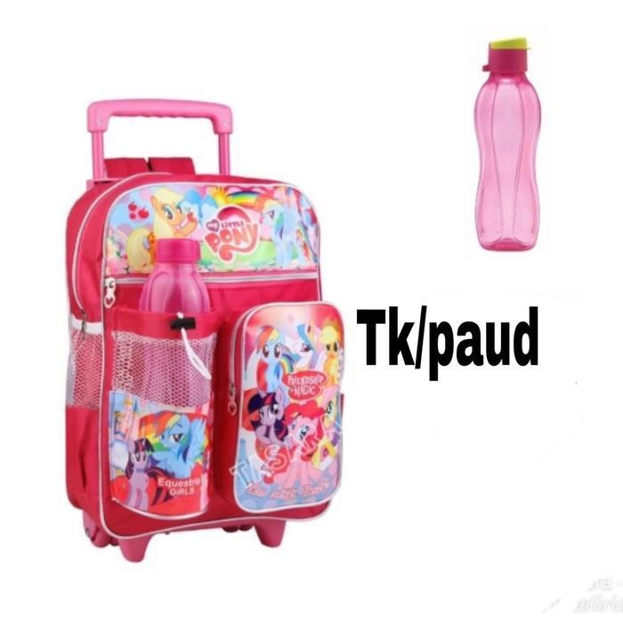 PREMIUM (READY) terjamin Tas Ransel Sekolah Troli Roda Koper Dorong Anak Perempuan Tas DOrong Troli 