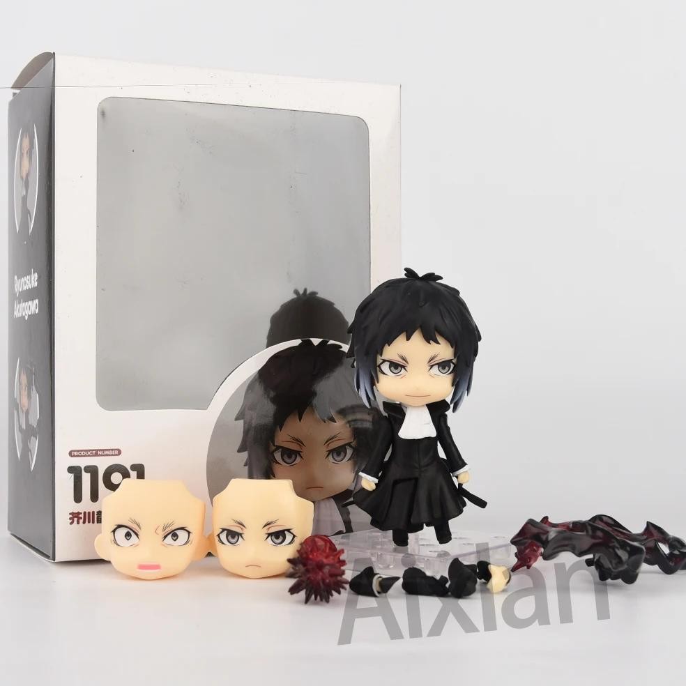 10cm Q version Anime Dogs Figure 1191# Ryunosuke Akutagawa PVC Action Figure Face Changeable Collect
