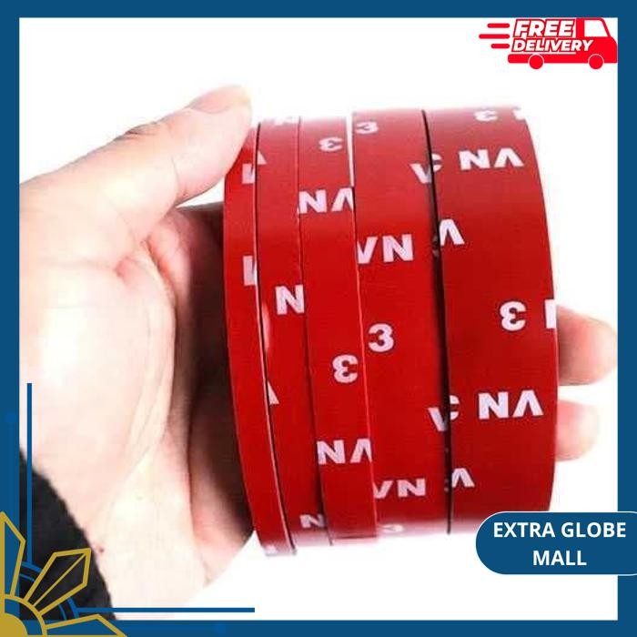 

DOUBLE TAPE 3M MERAH DOUBLE TIP LEM 2 SISI KECIL BESAR VN3 PANJANG 3M BAHAN BERKUALITAS TINGGI !!
