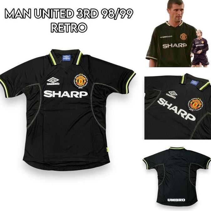 Jersey Retro MU Vintage Third 3rd HItam 1998/99 GO Quality