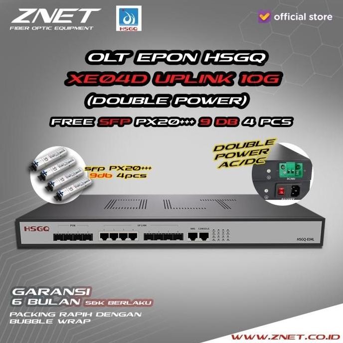 Epon Olt 4 Port Hsgq Xe04 10G Uplink Dengan Sfp Px20+++ 8Db Asli Odi New Stok