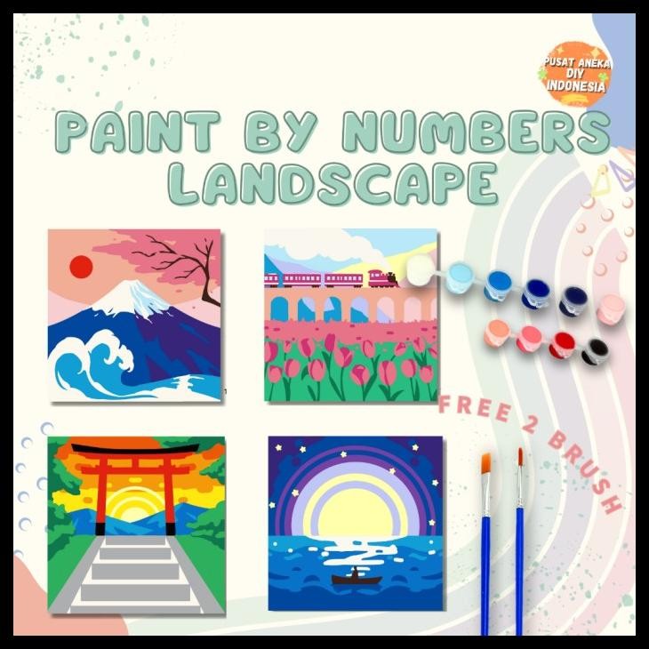 

Diy Paint By Numbers Kit 1 Set Number Canvas Board | Kanvas Alat Lukis 20X20 With Frame Digital Painting Landscape Pemandangan Part 1 Terlaris
