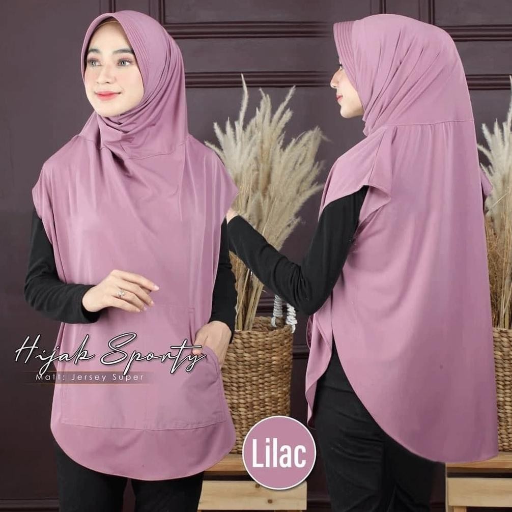 Falisha Saku Jilbab Khimar Hijab Sporty Lengan Saku Jersy Streach | Kerudung Olahraga Jumbo SV9