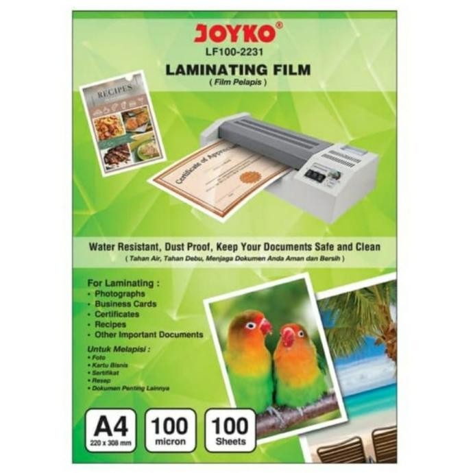 

JH8 Plastik Laminating / Laminating Film A4 - JOYKO isi 100 lembar