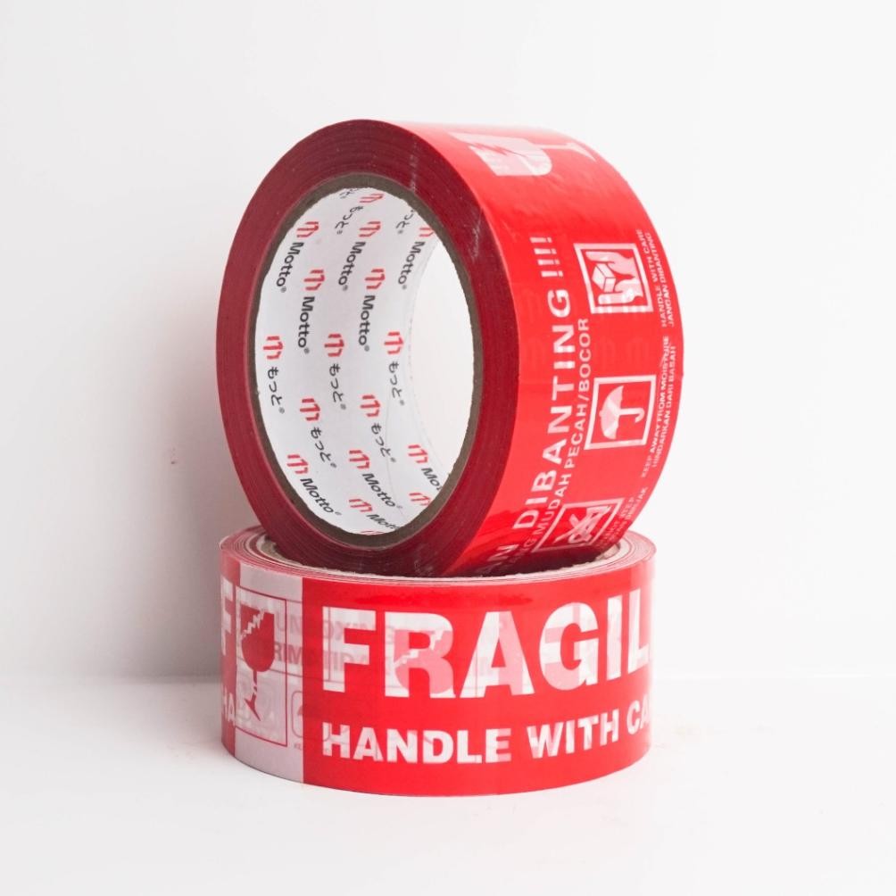 

JH8 Lakban Fragile 48mm x 60 Yard Merah - 1 Slop Isi 6 Pcs/Roll - Motto Tape