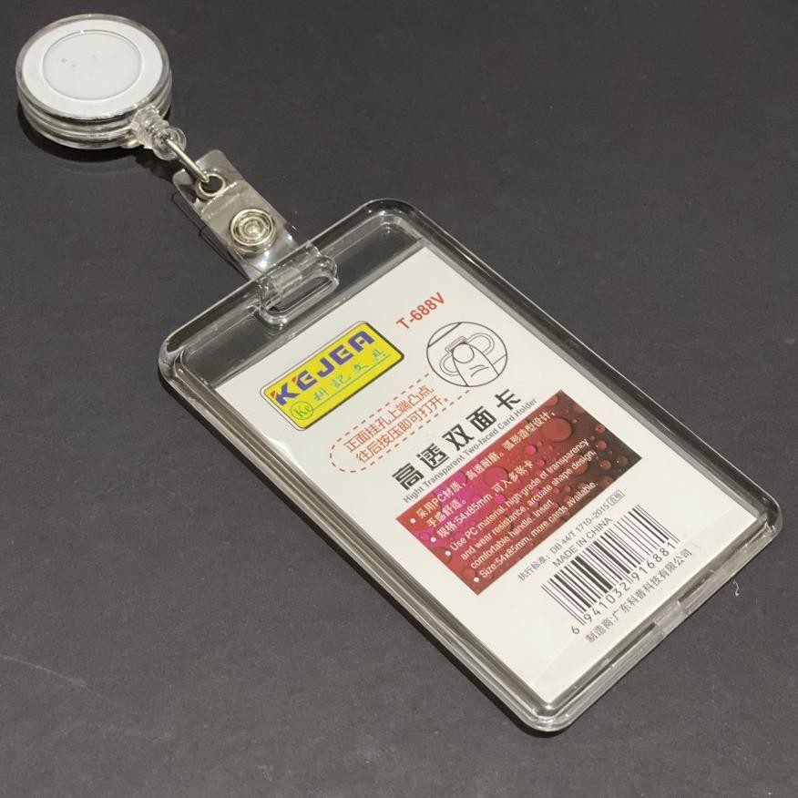 

JH8 Tempat Kartu KEJEA ID Card IDcard bahan Akrilik Acrylic Kantor Nametag Name tag mika + YOYO Transparan (1 set)